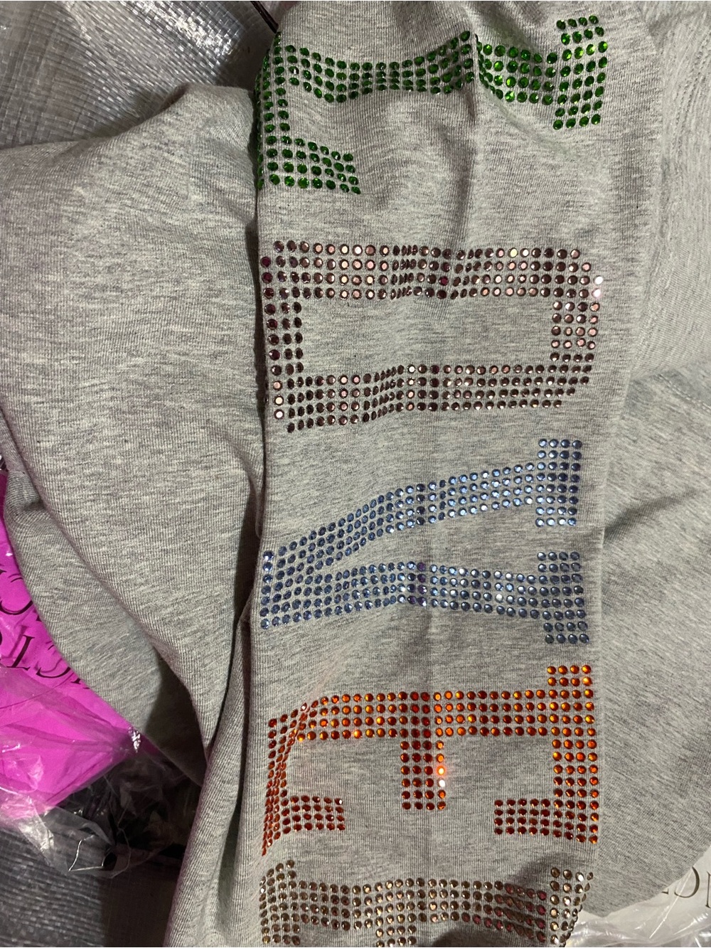 PINK Victoria's Secret Grey Leggings with Rainbow Dotted Side Print - Picture 4 of 4